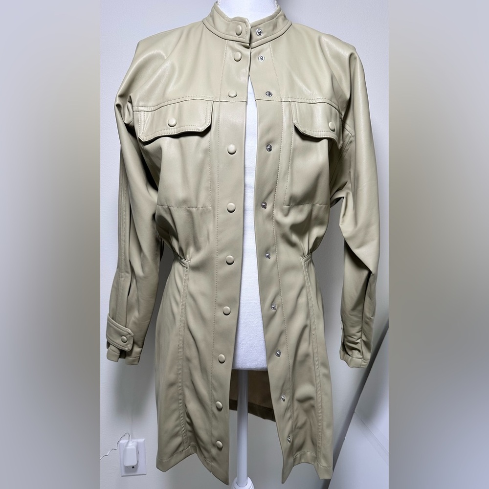 Zara *NWT* Stylish XS vegan leather mini dress - Picture 3 of 6